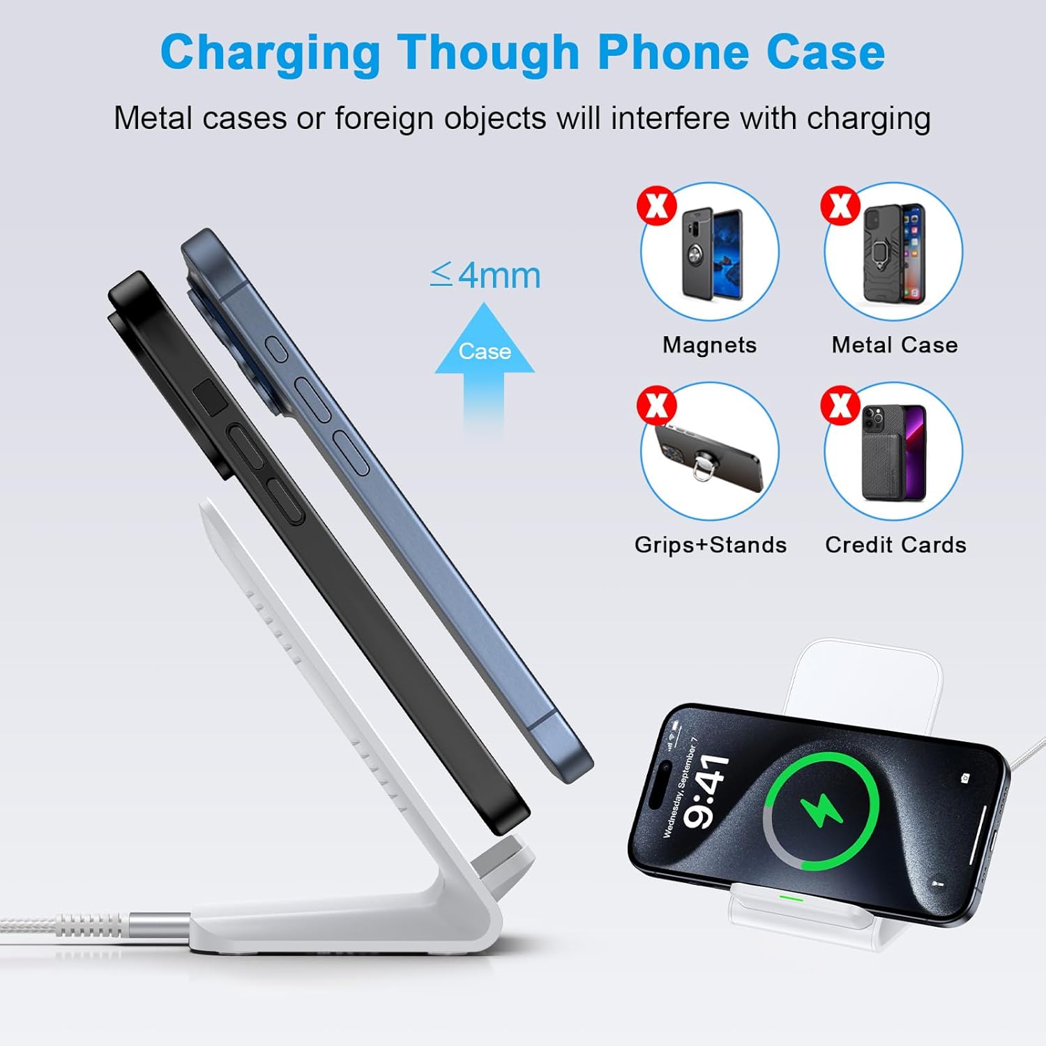 Wireless charger - charging through phone case