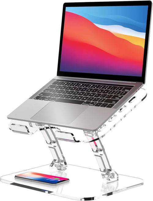 Clear acrylic adjustable laptop stand - main product shot